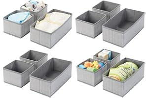 mDesign organisateur de tiroir (lot de 12) – boite de rangement respirant pratique pour langes, bavoirs, etc – rangement tiroir polyvalent pour chambre d'enfant – gris