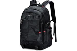 FRONET Cartable Garcon Primaire College Grande Sac à Dos Loisir Homme, Sacs Scolaire pour Ordinateur PC Portable 16 Pouces, Sacs pour Voyage Travail Affaire 12 13 14 15 16 17 18 19 20 10-23 Ans Ado Noir