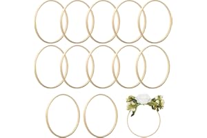 Wekuw 12 Pièces Cercle Bois, 15cm Anneaux Attrape Rêve en Bambou, Anneau Bois pour Attrape Rêve, Cercle Attrape Reve pour Décoration de Couronne de Noël, Couronne de Mariage, DIY