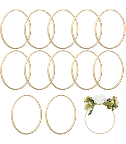 10 anelli in legno per fai da te, 7,3 cm, in bambù, per acchiappasogni, in bambù, anelli in legno macramè, anelli per fai da te, acchiappasogni, decorazioni per matrimoni, artigianato