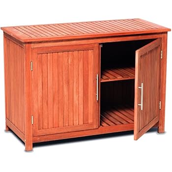 Kommode / Konsolenschrank / Schrank aus Eukalyptus Holz, Innen + Außen