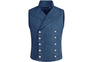 Allthemen Gilet da Uomo Doppiopetto in Tinta Unita Vest Casual Slim Fit per Primavera Autunno con Tasche