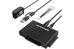 HAOYISHANG Hard Drive Reader USB-c 3.0 to SATA IDE Adapter，IDE SATA to USB + Type C External Hard Drive Adapter Data Recovery Converter Kit for Universal 2.5 3.5 HDD SSD Hard Drive Disk, with 12V/2A Power Adapte