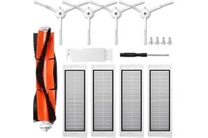 UPUPDAY Accesorios Kit para Xiaomi Roborock S5 S50 S51 S55 S5 Max S6 S60 S65 S6 Max S6 Pure S6 MaxV, Recambio de Xiaomi Roborock Aspiradora, 4 Filtros HEPA, 1 Cepillo Principal, 4 Cepillos Lateral