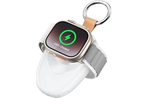 LVFAN Portable Charger for Apple Watch, 1400mAh Power Bank for iWatch, Keychain Battery Pack for Travel, Magnetic Wireless Charger for Apple Watch Series 9/8/7/6/5/4/3/2/SE/SE 2/Ultra/Ultra 2 - white