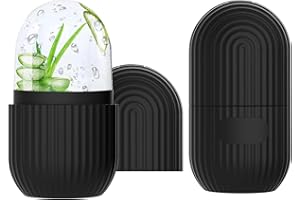 FLOWERUN 2 Piezas Ice Roller para Masaje Facial Frío, Hielo Cara Reutilizable de Silicona, Reducción de Poros y Ojeras, Refrescante y Calmante, para Cuidado de la Piel en Casa (Rayas Negras)