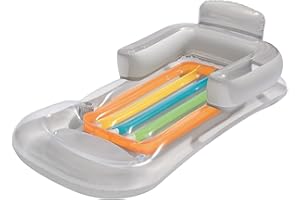 Bestway Inflatable Luxury Fashion Pool Lounger Swimming Lilo with Drinks Holder (Silver)