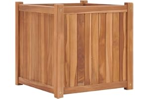 vidaXL Lit Surélevé Bac à Plante Pot de Fleurs Jardinière Jardin Balcon Patio Terrasse Arrière-Cour Extérieur 50x50x50 cm Bois de Teck Solide