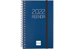 Finocam - Agenda 2022 Semana Vista Apaisada, de Enero 2022 a Diciembre 2022 (12 meses) E3-79x127 mm Espiral Opaque Azul Español