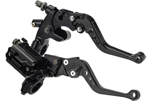 RUNQIN OUTDOOR Kupplungshebel Set Motorrad Bremshebel 7/8 Zoll Universal, Bremskupplungs Hauptzylinder Reservoirhebel, Griff Kupplungshebel Set Obere Pumpe Hydraulisch Verstellbare Bremse (Schwarz)