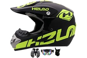 MTQCBDHY Youth Kid Motocross Helmet, Motorcycle ATV Off-Road Crash Helmet Full Face Helmet, Motocross Offroad Street Dirt Bike BMX MX Helmet, with Goggles Mask Gloves