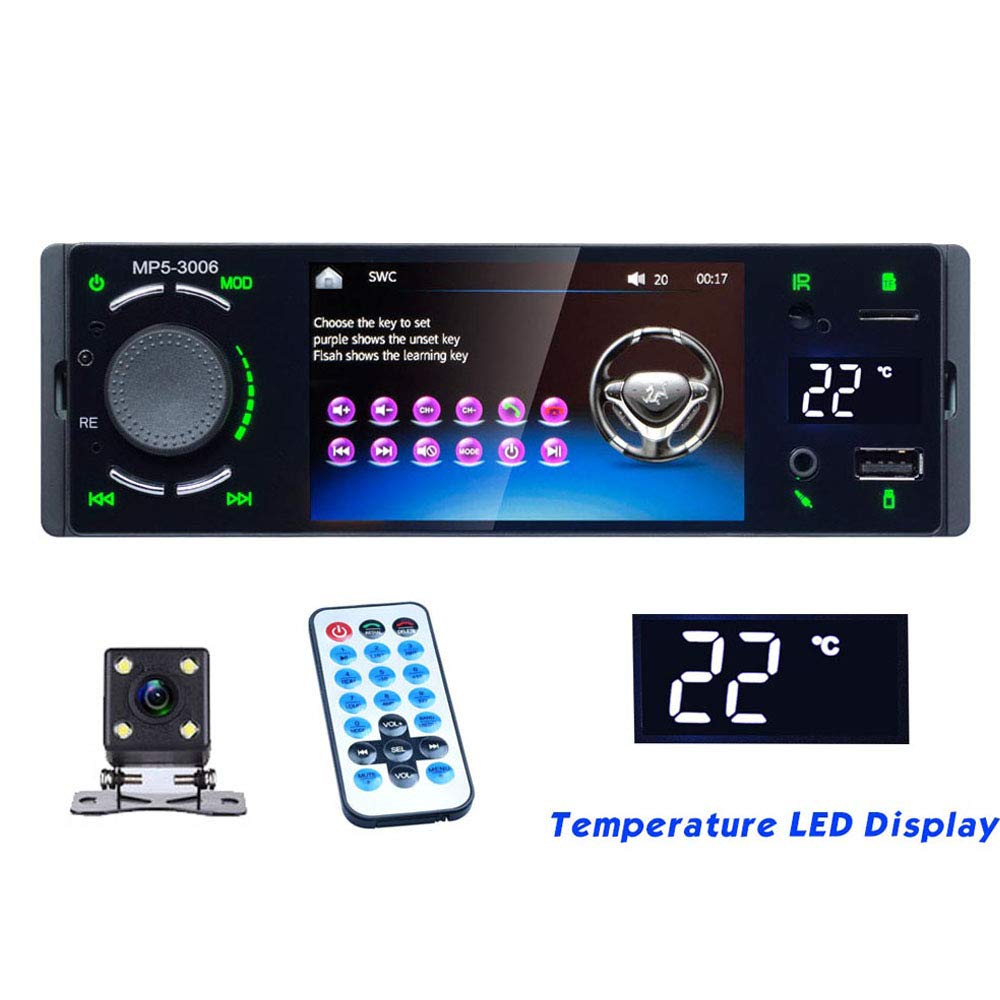 PolarLander-Radio-de-Coche-Pantalla-tctil-1-DIN-Bluetooth-Temperatura-Disply-Mirror-Link-Autoradio-MP5-Reproductor-de-Video-USB-AUX-Audio-Estreo-Cmara-de-visin-Trasera