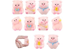Ehuihuan 10 Pièces Mini Ornement Voiture Cochon, Décoration de Voiture Figurine Cochon Rose, Cochon Pendentif Suspendu pour Table, Décoration de Gâteau Cochon Miniature