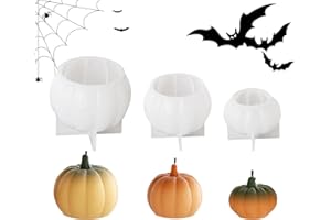 CRETVESTSAR Lot de 3 moules à bougies d'Halloween en résine époxy en forme de citrouille - Moule en silicone fait à la main pour savon parfumé, décoration de fête d'Halloween - Cadeaux (3)