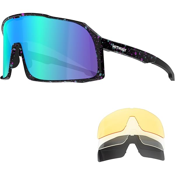 BangLong Lunettes De Cyclisme Polarisées - Protection UV400 - Pour Homme Et Femme - Pour La Course à Pied, La Pêche, La Conduite, Le Baseball, Noir Et Bleu