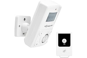 MOSAIC ALARM 135dB Remote Motion Sensor Alarm Loud Sound for Garage, Shed. Portable Battery Operated Keypad Alert for Travel, Camp. Freestanding Indoor Home Intruder Burglar Security Siren. Cordless or USB Power
