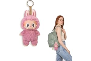 YongSral Labubu Keychain, Biglietto da Appendere in Peluche in Vinile, Pupazzi, Figura di Scatola Cieca, Labubu Plush Toy, Adatto Regalo Compleanno Per Bambini (Rosa)