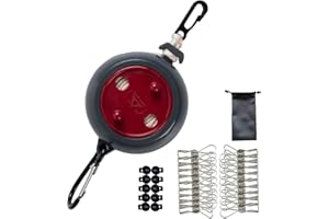 QeeHeng Tragbare Reise-Wäscheleine, verstellbar 10 m, Camping-Wäscheleine, Wäscheleine für draußen/drinnen, Wäsche, drinnen und draußen, 20 Winddichte Wäscheklammern und 10 Stück Stopper