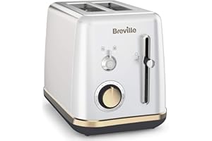 ‎BREVILLE Breville Toster na 2 kromki z nasadką na bułki, kolekcja Mostra, srebro księżycowe ze złotymi akcentami