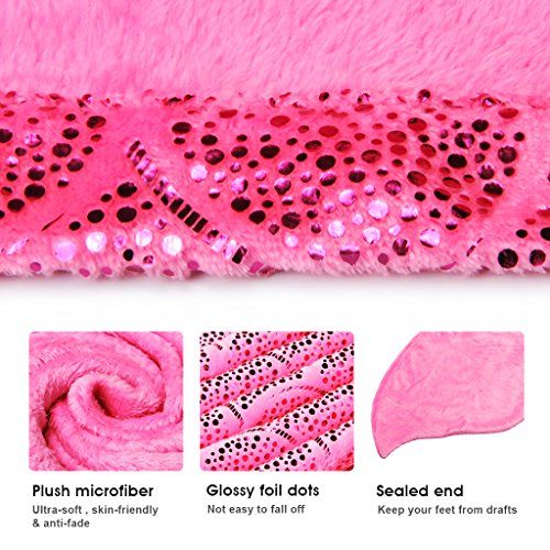 LANGRIA Meerjungfrau Decke Glitzernde Flanell Decke Fischschwanz Decke für Mädchen Damen Alle Jahreszeiten 60 “ x 25 “ (Rosa) - 3