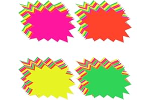 160Pcs Fluorescent Starburst Sale Signs, BOJVESH Neon Paper Star Burst Retail Price Labels Tags, Blank Star Shape Paper Signs for Retail Store Party Favors Grocery Shop Classroom (4 Colors)