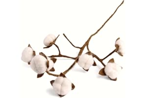 Én Gry & Sif Ramo decorativo per vaso, ramo di cotone in stile scanni, feltro naturale, mano di trade, fiori di cotone, 1 x 60 cm