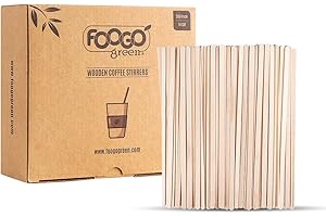 FOOGO Green 500 Cucchiaini da Caffè in Legno, Standard da 14 cm, Certificati FSC®, Cucchiaini per Cocktail, Bastoncini in Legno per Artigianato, Bevande Calde e Fredde, Compostabili e Resistenti