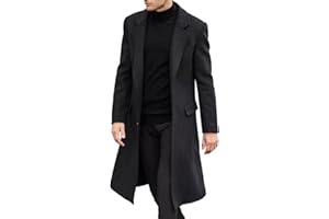 ECDAHICC Herren Casual Slim Fit Wollmantel Lange Jacke Kerbkragen Trenchcoat Einreiher Mantel Winter Warme Oberbekleidung