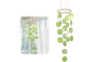 CHIHOLEN Campanello a vento boho decorativo, acchiappasogni, madreperla, campanelli a vento per esterni, da appendere per terrazze, prato, giardino (verde, Prodotto finito)