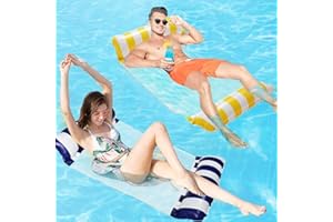 FANIER Amaca d'Acqua Gonfiabile, 2 Pack Letto Galleggiante Gonfiabile Piscina Materassino Lettino Sdraio Spiaggia Rilassante(Blu Scuro/Giallo)