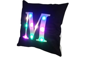 ZUODU Black LED Colorful Lighting Velvet Letter Cushion Cover Pillow Cover - Bar, Party, Festival, Gift Use - 18 x 18 Inches or 45 x 45 Cm - 1pc - M Black
