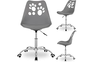 SPRINGOS Sedia da scrivania per bambini, colore grigio, regolabile in altezza a partire dai 6 anni + sedia ergonomica girevole con ruote e imbottitura, moderna per l'apprendimento e la scuola, sedia