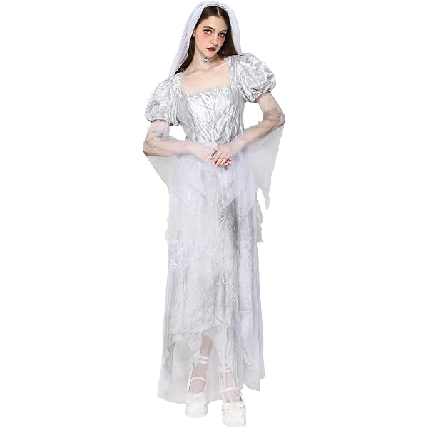 Produktbild von CAMDOM Frauen Geisterbraut Kostüm Vampir Zombie Langes Kleid Halloween Karneval Horror Cosplay Kostüm
