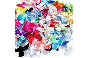 Runfon Lot de 100 mini nœuds en satin à coudre pour mariage