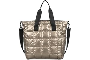 BLOOOK Damen Nylon Baumwolle Gepolsterte Gesteppte Top-Griff Tasche Stickgarn Einfarbig Gitter Umhängetasche Trending Shopping Handtasche
