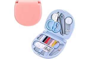 AHQiZFX 2 Pack Mini Travel Sewing Kit, Portable Travel Home Small Sewing Box, Beginners DIY Sewing Thread Needle Threader Scissors Kit, Emergency Sewing Repair Kit, Quick Fix Sewing Kit (Blue, Pink)