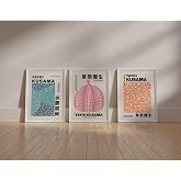 512 STORE Yayoi Kusama 3'L&uuml; Set Renkli &Ccedil;er&ccedil;evesiz Poster Sanatsal Tablo 21 X 30 Renkli, 3005