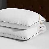 DWR Goose Feather and Down Pillows, Pack of 2 Luxurious Organic Feather Down Pillows, 3 Room Design, Goose Down Filling, Mach