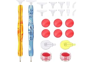 Huoberr Diamond Painting Zubehör, DIY 5D Diamond Painting Stift with 6 Pieces Glue Clay, 12 Replacement Pen Heads for Diamond Painting