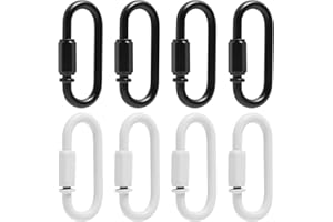 FunWorth Mosquetón pequeño en Forma de D, 8 Piezas de eslabones rápidos en Blanco y Negro, Conectores de Cadena de Acero Inoxidable Resistentes, Ideal para Actividades al Aire Libre y Uso Diario