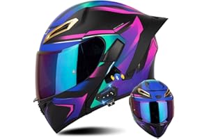 DIRERTYS Klapphelm mit Bluetooth, Bluetooth Integralhelm Motorradhelm mit Doppelvisier, ECE Zertifiziert Lila Helm für Erwachsene Frauen Männer Hohe Qualität Helm, Roller-Mofa -Moped-Helm