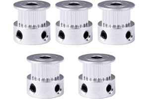 Saipor GT2 20 Teeth 5mm Bore Timing Pulley Aluminum Synchronous Wheel for 6mm Belt, Compatible with RepRap 3D Printer Prusa i3 (5pcs)