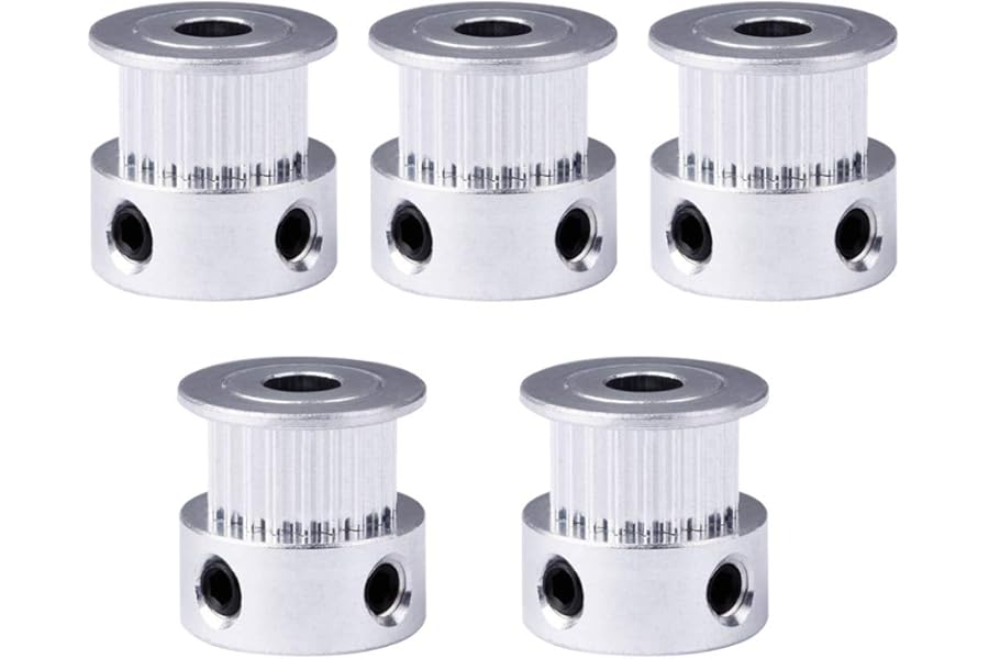 Saipor GT2 20 Teeth 5mm Bore Timing Pulley Aluminum Synchronous Wheel for 6mm Belt, Compatible with RepRap 3D Printer Prusa i3 (5pcs)