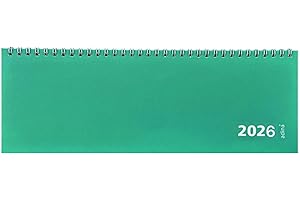 2026 ADINA Tischquerkalender 1W/1S Kartondeckel Schreibtischkalender Tischkalender 30x10cm mintgrün