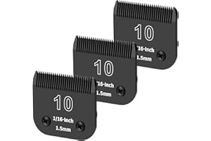 YAZIYIR 3-Pack 10# Detachable Dog Grooming Steel Blades - Compatible with Andis, Oster A5, Wahl KM-10 Series - 1/16 Inch (1.5mm) Cut Length (Black)