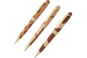 SIPLIV Set di 3 penne a sfera in legno artigianali in legno penna retrò collezione Business Pen Fancy Nice penna a sfera Set