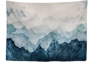 Ulticool - Montagne Bleu Rust Aquarel Wall Art - Tapisserie murale - 200x150 cm - Grande tapisserie - Poster Décoration - Accessoires - Toile - Peinture - Tapestry