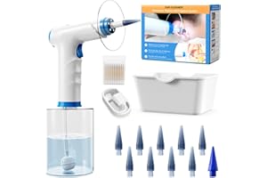 ‎KAUGIC Ohrenschmalz Entferner Ohrenreiniger Sicherheit Ohrenkerzen Ohrreiniger für Erwachsene Ohrenspülung Elektrischer Ear Cleaner Ohrendusche Ohrreinigungsset mit Wattestäbchen, Blau Weiß