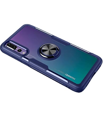SATURCASE Case for Huawei P20 Pro, Ring Kickstand Hybrid 2 in 1 [PC & Silicone] Dual-Layer Bumper Shockproof Protective Cover for Huawei P20 Pro ( HZ-Red