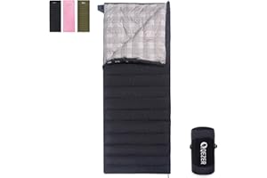 QEZER Down Sleeping Bag, Lightweight Envelope Sleeping Bag for Adults Teens 3~4 Season Backpacking, Hiking and Camping Outdoor with Free Compression Bag,can be Used as a Blanket or Mat